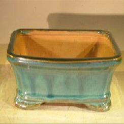 Bonsai Boy L178 7 x 5.5 x 2.375 in. Ceramic Bonsai Pot Green & Blue - Rectangle
