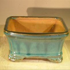 Bonsai Boy L178 7 x 5.5 x 2.375 in. Ceramic Bonsai Pot Green & Blue - Rectangle