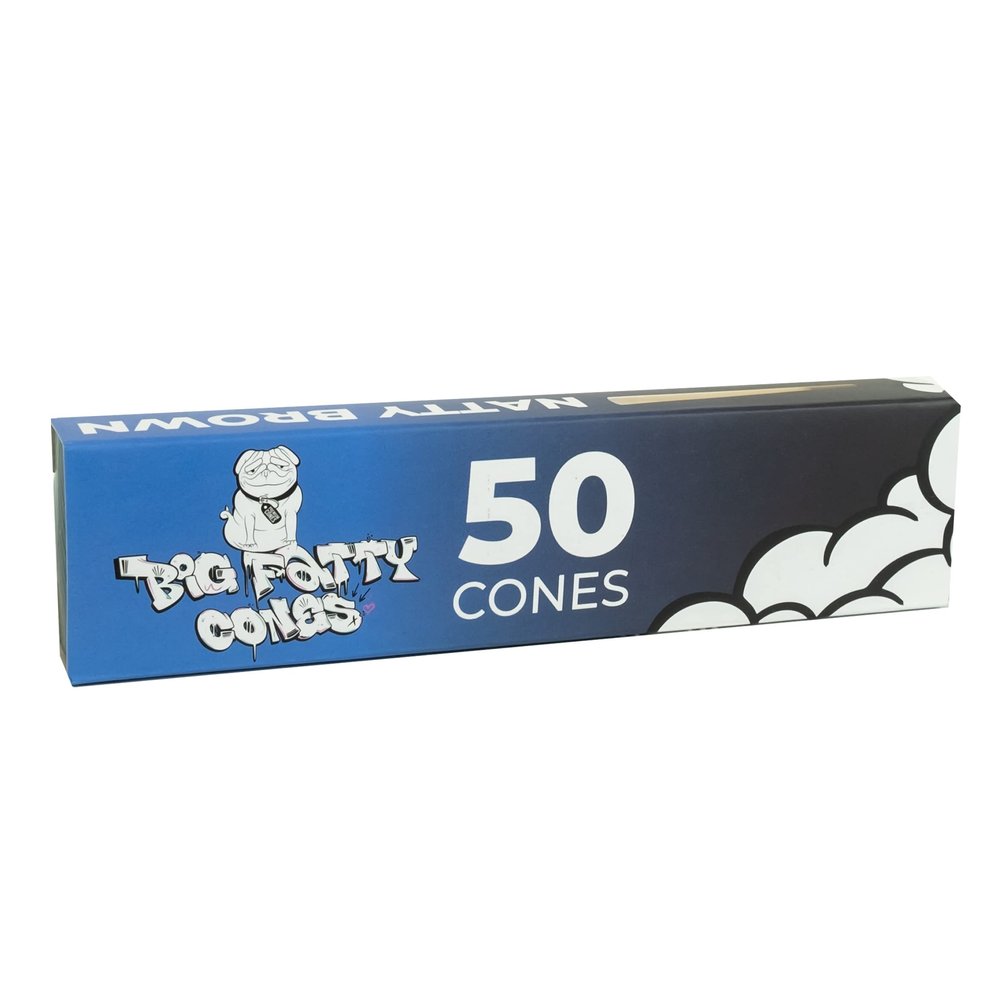 Big Fatty Cones - Pre Roll Cones | Natural Brown Unbleached Rolling Papers | RVTUS (1/2 Gram, 50)