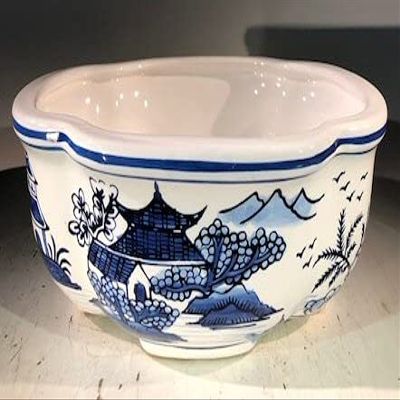 Bonsai Boy L365p Porcelain Bonsai Pot Blue & White - Rectangle