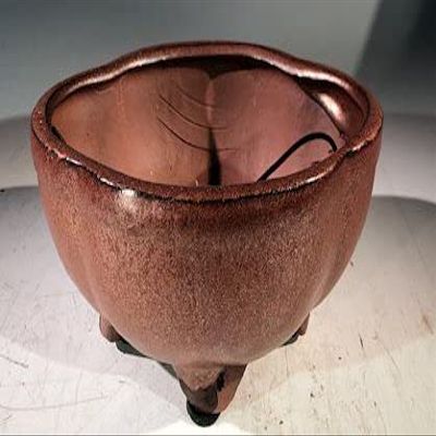 Bonsai Boy L362 Lotus Shaped Ceramic Bonsai Pot Aztec Orange