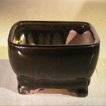 Bonsai Boy L177 7.5. x 5.75 x 2.5 in. Ceramic Bonsai Pot, Black - Rectangle