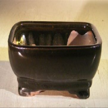 Bonsai Boy L177 7.5. x 5.75 x 2.5 in. Ceramic Bonsai Pot, Black - Rectangle