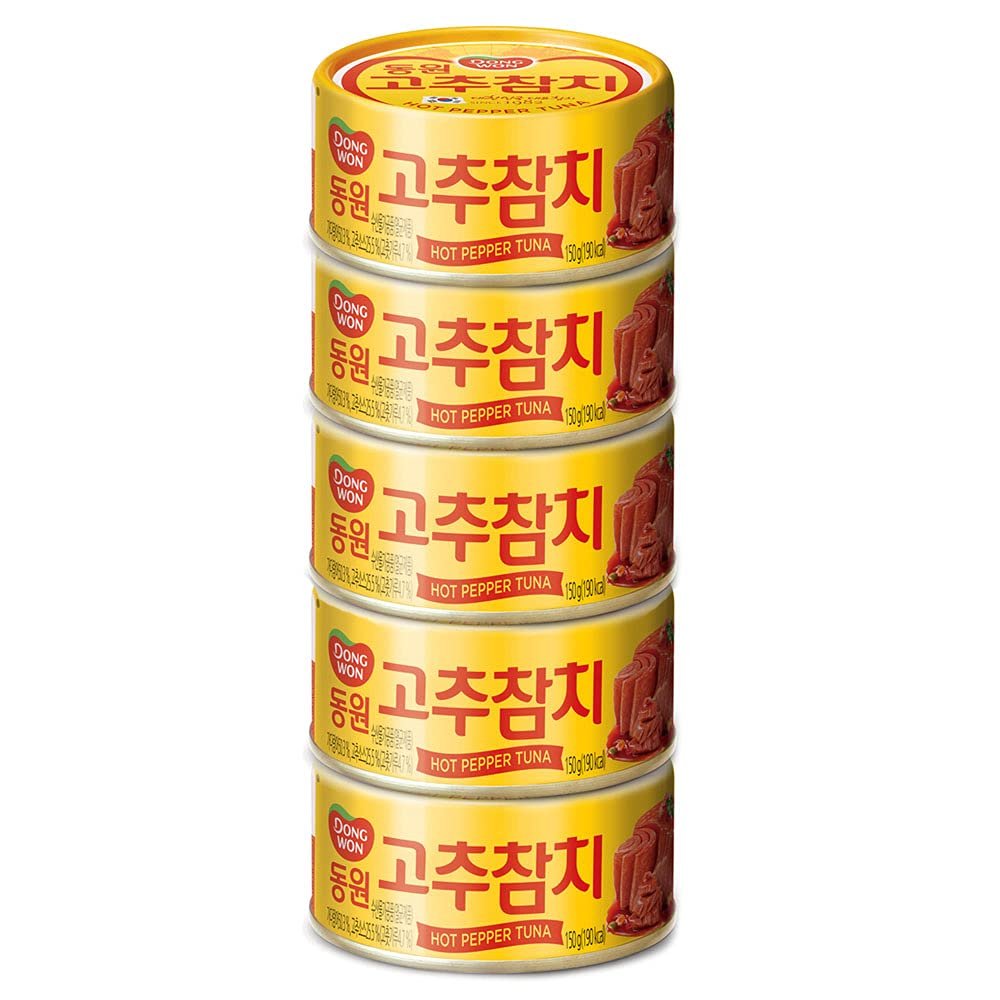 Dongwon Tuna Can With Hot Pepper Sauce, 3.5 Ounce(100g) x 5can - Korean Canned Tuna 