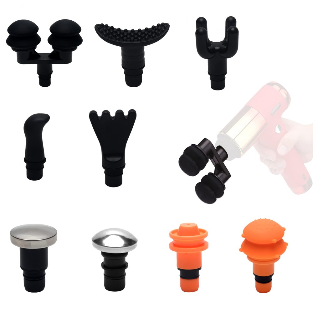 9Pcs Replaceable Massage Gun Heads - Deep Tissue Muscle Attachments and Accessories for Massage Gun - Plug-n-Play Adapter Set