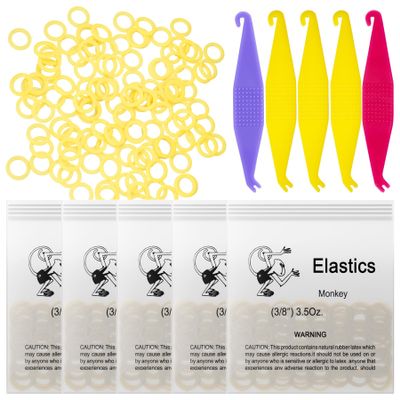 500 Pcs Orthodontic Elastic Rubber Bands, 3.5 Ounces Heavy Dental Rubber Traction Bands, Free Elastic Placer for Braces (3/8",Monkey)