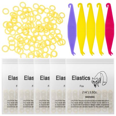 500 Pcs Orthodontic Elastic Rubber Bands, 3.5 Ounces Heavy Dental Rubber Traction Bands, Free Elastic Placer for Braces (1/4",Fox)