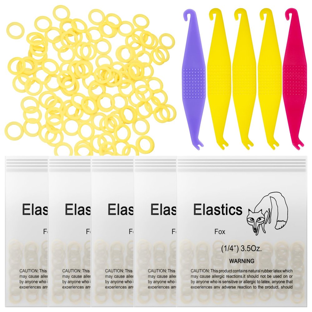 500 Pcs Orthodontic Elastic Rubber Bands, 3.5 Ounces Heavy Dental Rubber Traction Bands, Free Elastic Placer for Braces (1/4",Fox)
