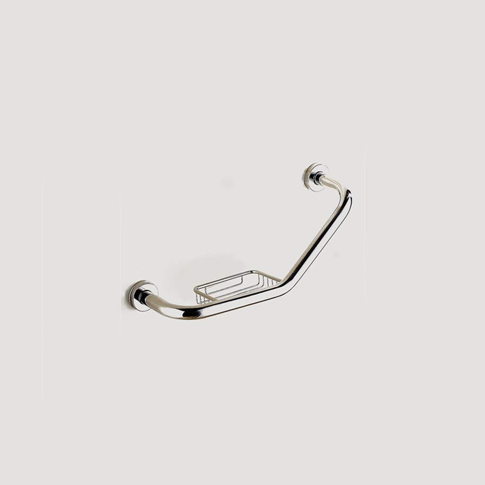 WHLMYH Bathroom,Corridor Stairwell,Safety Rail,Stainless Steel Handrail Bathroom with Soap Net Curve Handrail Elderly Children's Barrier-Free Safety Handle Grab,Large