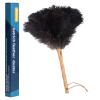 Aldwin Ostrich Feather Duster, 16 inch Black Genuine Ostrich Feathers with Wood Handle, Reusable Car Dusters, Eco-Friendly Cleaning Handheld Dusters for Home, Office and Kitchen view 1