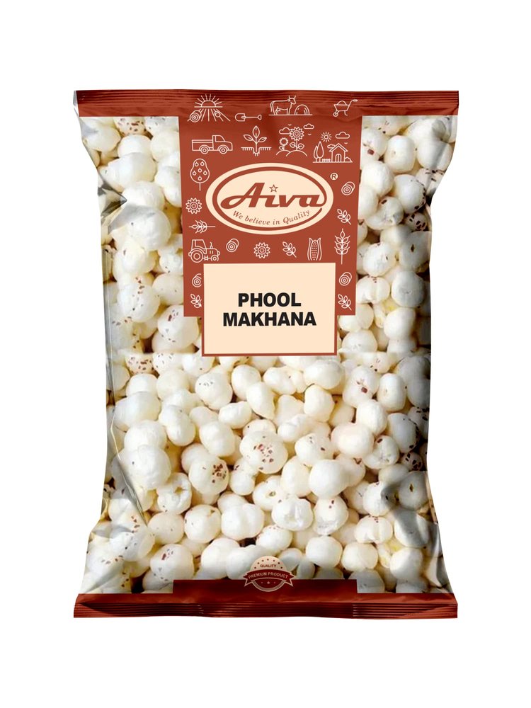 Aiva Phool Makhana (Fox Nut, Popped Lotus Seed) (14 oz / 400 gm)  Crunchy Snack and Cooking Ingredient Plain Raw Uncooked