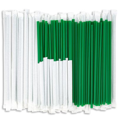 DuraHome Green Plastic Straws Individually Wrapped 1000 Pack, 8 inch BPA Free Restaurant Style Disposable Drinking Straw 0.24" Wide, for Coffee House, Diner or Home, Decorative Display Boxes, Bulk Set