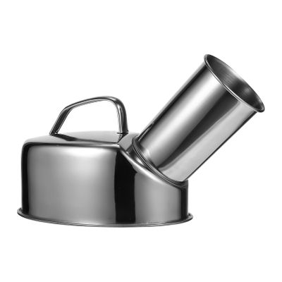 Healifty Stainless Steel Urinal for Men Portable Male Urinary Pot with Handle 9.8X5.1X6.5 Inch Metal Pee Bottle for Hospital Home Travel Use