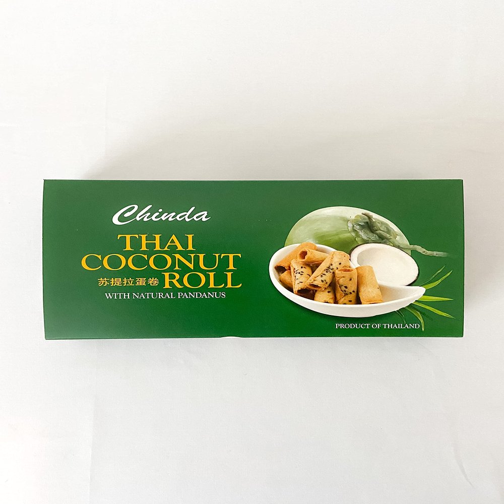 Thai Coconut Roll with Natural Pandanus from Chinda 16g. (6 x 0.56 oz.) Pack of 2, Shipped by Thai Pantry.net