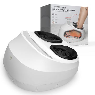 Sharper Image Electric Shiatsu Foot Massager with Heat & Air Compression, Deep Kneading Rollers & Washable Cover, Targets Heels, Balls & Arches up to Mens Size 12, Gift for Women & Men