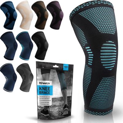 POWERLIX Knee Compression Sleeve - Best Knee Brace for Knee Pain for Men & Women  Knee Support for Running, Basketball, Volleyball, Weightlifting, Gym, Workout, Sports - (Light Blue XL)