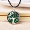 1PC Simple Natural Crystal Tree of Life Pendant Crystal Quartz Colourful Mineral Jewelry for Men Women Necklace DIY Gift-Malachite view 1