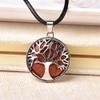 1PC Simple Natural Crystal Tree of Life Pendant Crystal Quartz Colourful Mineral Jewelry for Men Women Necklace DIY Gift-Malachite view 3
