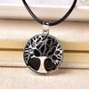 1PC Simple Natural Crystal Tree of Life Pendant Crystal Quartz Colourful Mineral Jewelry for Men Women Necklace DIY Gift-Malachite view 4
