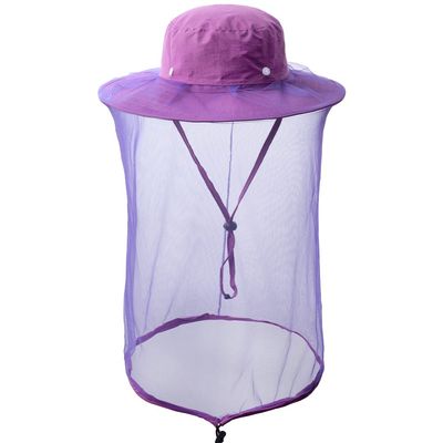 Mosquito Head net hat face Shield Fishing Cap bee Beekeeping Beekeeper Veil Hats for Men Women Purple