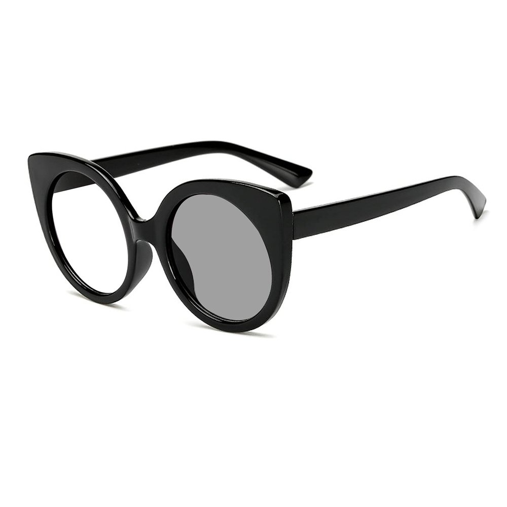 Photochromic Reading Glasses Transition women round cat cute Sunglasses Hyperopia Presbyopia with diopters (black, 450)