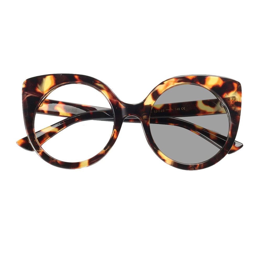 Photochromic Reading Glasses Transition women round cat cute Sunglasses Hyperopia Presbyopia with diopters (leopard, 575)