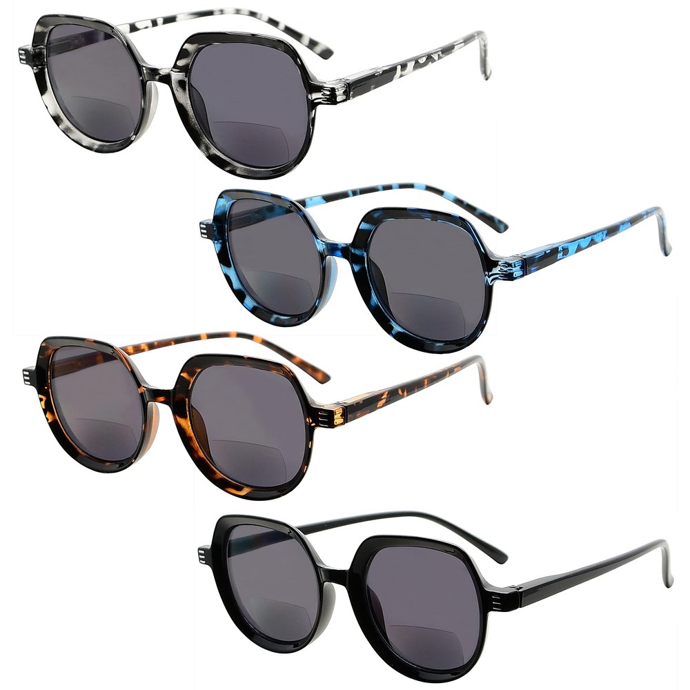 Eyekepper 4-pack Bifocal Sunglasses for Women Vintage Bi-focal Reader Sunglasses +3.00