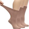 Hugh Ugoli Women's Rayon Loose Fit Diabetic Crew Socks, Seamless Toe & Non-Binding Top for Swollen Feet, Soft, Extra Wide and Stretchy, 3 Pairs, Milk Coffee, Shoe Size: 6-9 view 1