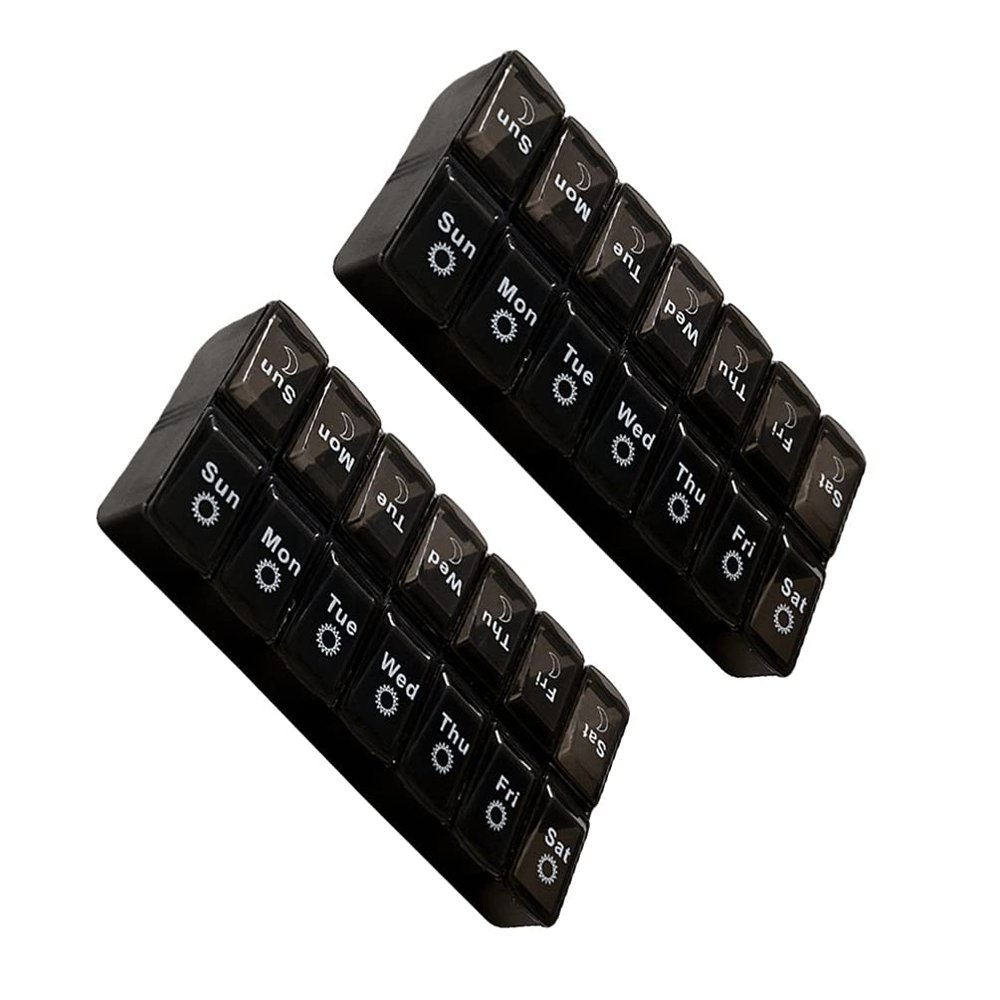 2pcs Day Pill Organizer Storage Boxes for Convenient Daily Use Easy Open Design for Home Travel Elderly Needs