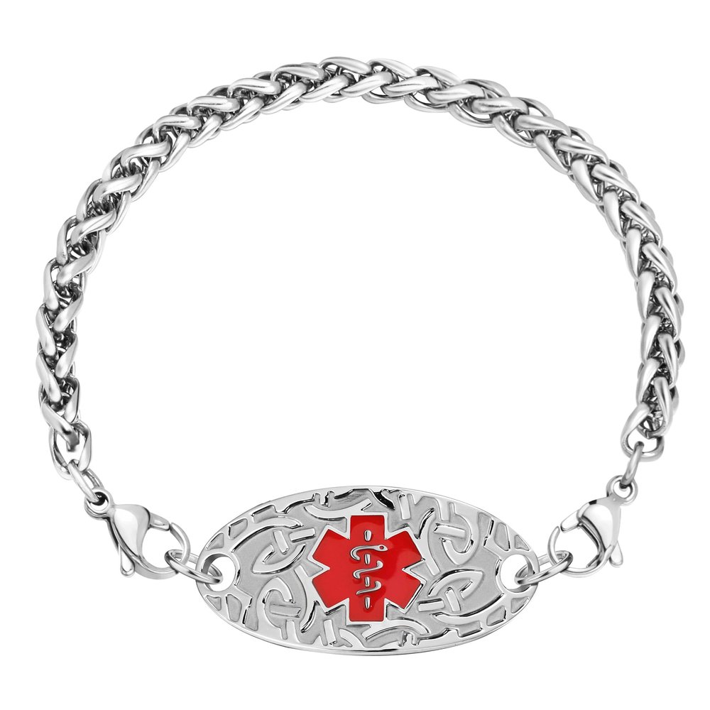 ASTERY Customized Medical Alert Bracelet for Women with Free Engraving,Personalized Emergency Allergy Identification Diabetic Epilepsy Medic ID Jewelry