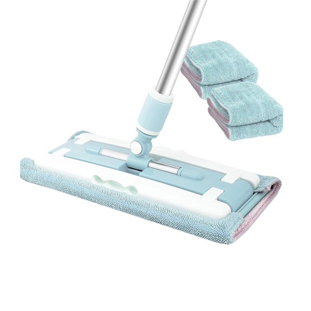 Mop, Good Water Absorption Microfiber Reusable Mop Head Durable Adjustable Stainless steel Rod High Efficiency Cleaning Tool (Color : A)