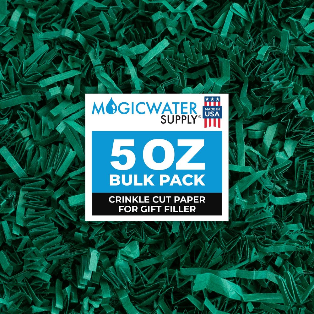 MagicWater Crinkle Cut Paper for Gift Baskets - 5 oz - Forest Green - Perfect for Shredded Paper Filler, Basket Filler, Gift Boxes, Bridesmaid Gifts, Christmas Stuffers & More For All Occasions