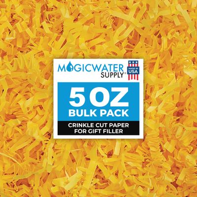 MagicWater Crinkle Cut Paper for Gift Baskets - 5 oz - Yellow - Perfect for Shredded Paper Filler, Basket Filler, Gift Boxes, Bridesmaid Gifts, Christmas Stuffers & More Ideal for All Occasions