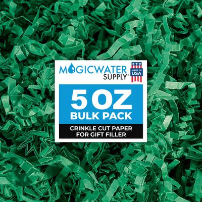 MagicWater Crinkle Cut Paper for Gift Baskets - 5 oz - Green - Perfect for Shredded Paper Filler, Basket Filler, Gift Boxes, Bridesmaid Gifts, Christmas Stuffers & More Ideal for All Occasions