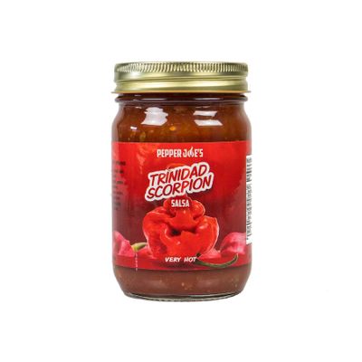 Pepper Joes Trinidad Scorpion Salsa  Dangerously Delicious Superhot Salsa with Worlds 2nd Hottest Pepper  12 Ounce Jar of Spicy Salsa