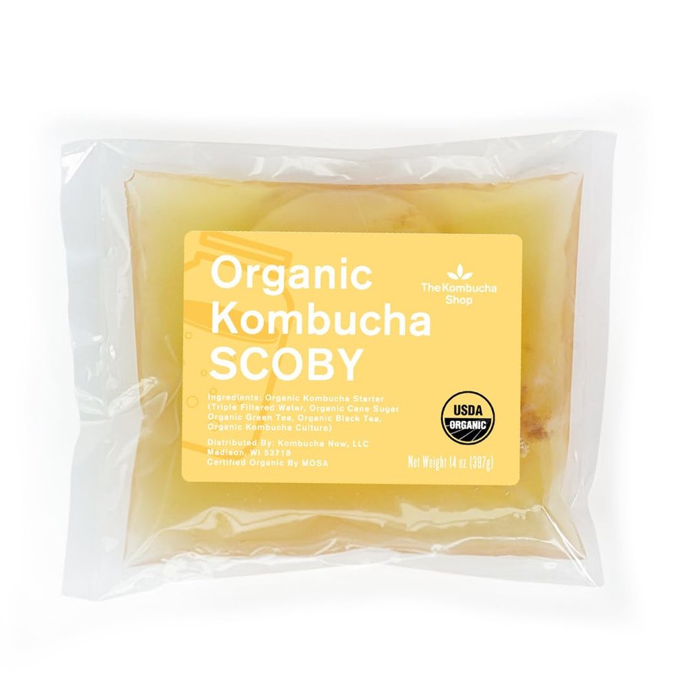 100% Organic SCOBY Kombucha Starter Kit - 100% Guaranteed to Brew - Fresh, Live Culture with Starter Liquid - The Kombucha Shop