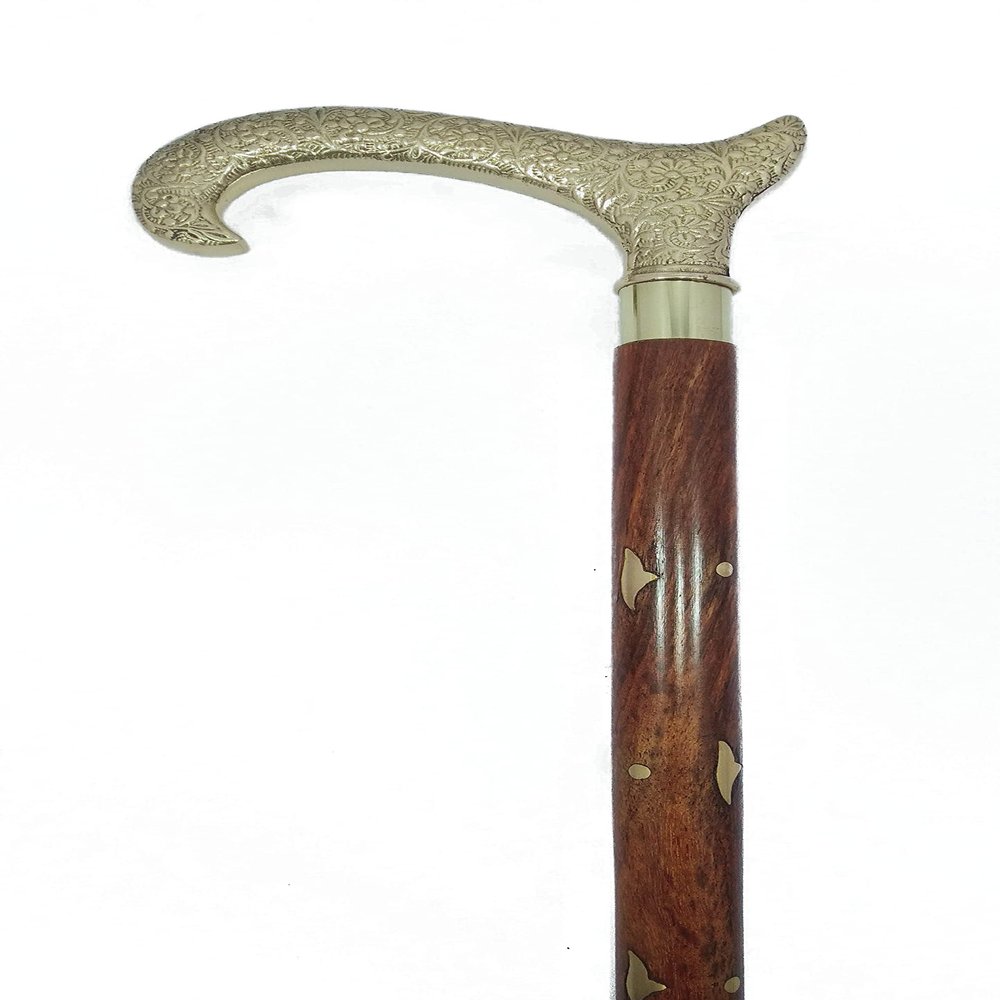 Zubaida Nauticals Derby Canes and Walking Sticks - Victorian Stick 37" Vintage Ebony Black Wooden Cane for Men and Women - Nickel Plated Cane with Handle in Silver Tone