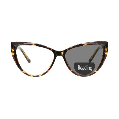 2021 Fashion women cat eye Bifocal Reading Glasses Photochromic Lens Transition Readers Sunglasses Presbyopia0~+4.00 (leopard, 225)