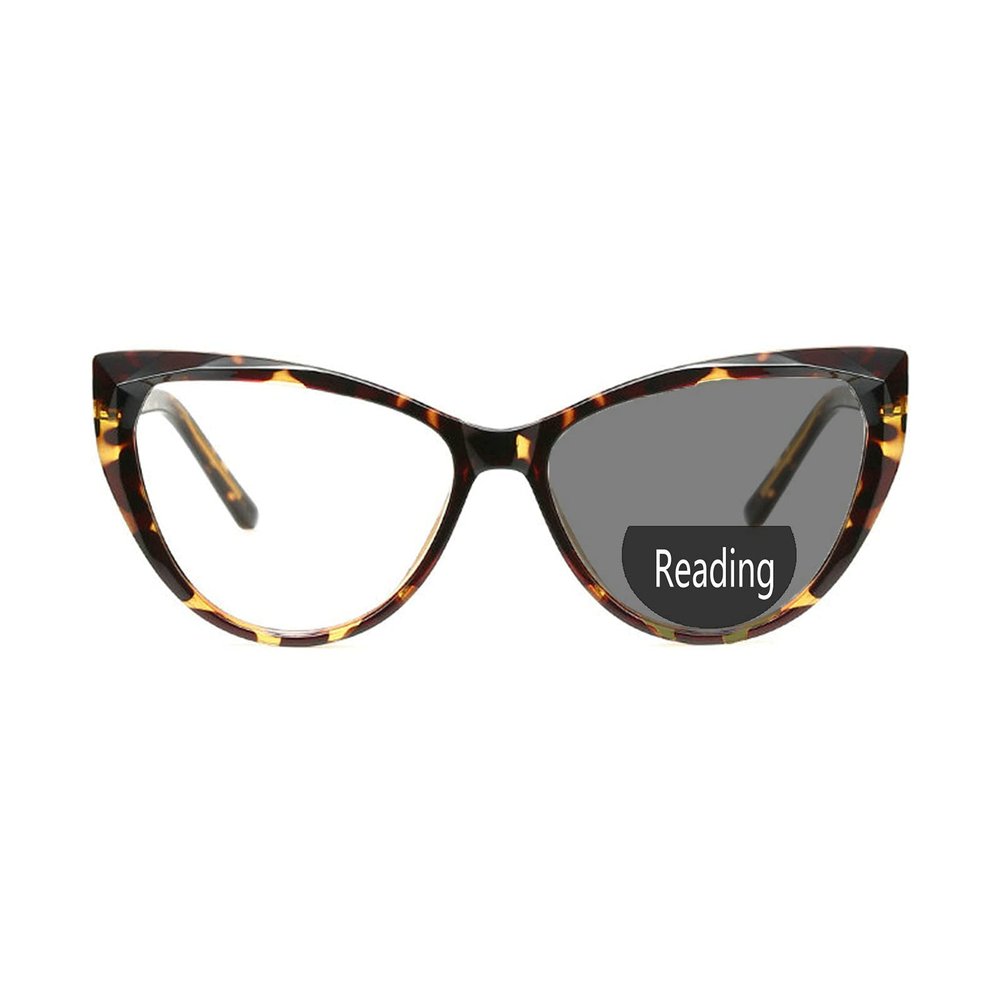 2021 Fashion women cat eye Bifocal Reading Glasses Photochromic Lens Transition Readers Sunglasses Presbyopia0~+4.00 (leopard, 150)