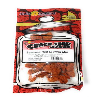 Aloha Gourmet Da Crack Seed Jar - Seedless Red Li Hing Mui 2 oz