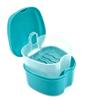 Genco Dental Denture Case, Denture Box with Strainer, Night Cleaner Denture Bath Box for Retainer, Mouthguard, False Teeth, and Denture Cleaning (Teal) view 1