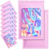 100 Pack Mylar Bags - 4 x 6 Inch Resealable Smell Proof Bags Foil Pouch Flat Bag with Front Window Pink view 1