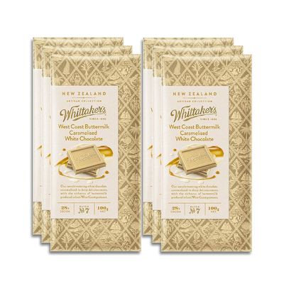 Whittaker's Westcoast Buttermilk Caramelised White Chocolate 100g (Pack of 6) Made in New Zealand