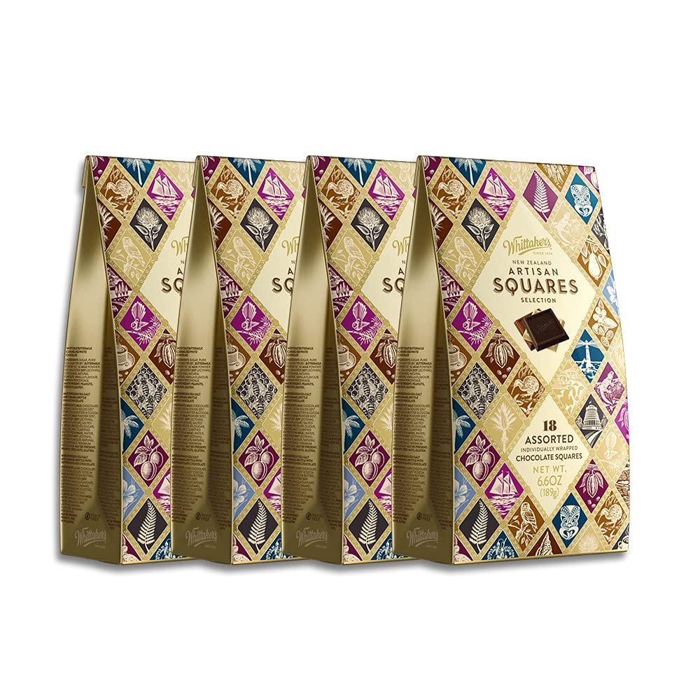 Whittaker's Chocolate Artisan Squares Selection Gift 189g (Pack of 4) Made in New Zealand
