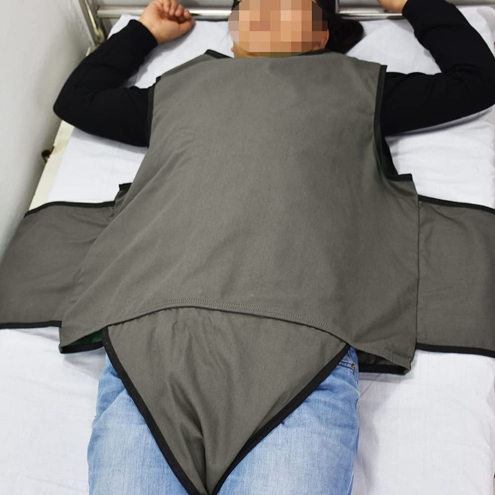 DOPHO Anti-Falling Bed Chair Restraint Vest Elderly Cotton Wheelchair Seat Belt Restraint Clothes Band Clothing for Dementia Patients Nursing Care Products (S Grey)