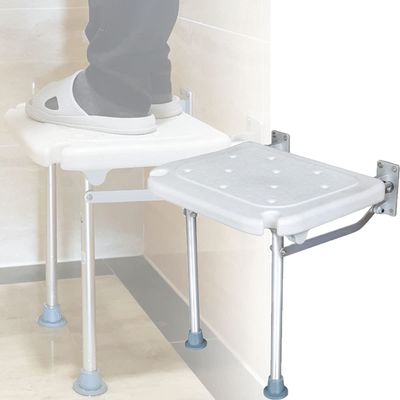 WZFANJIJ Folding Shower Seat - Durable, Foldable Bath Seats with Wall Mounted Chrome Brackets - Chairs for Showering for Adults, Elderly, and Seniors