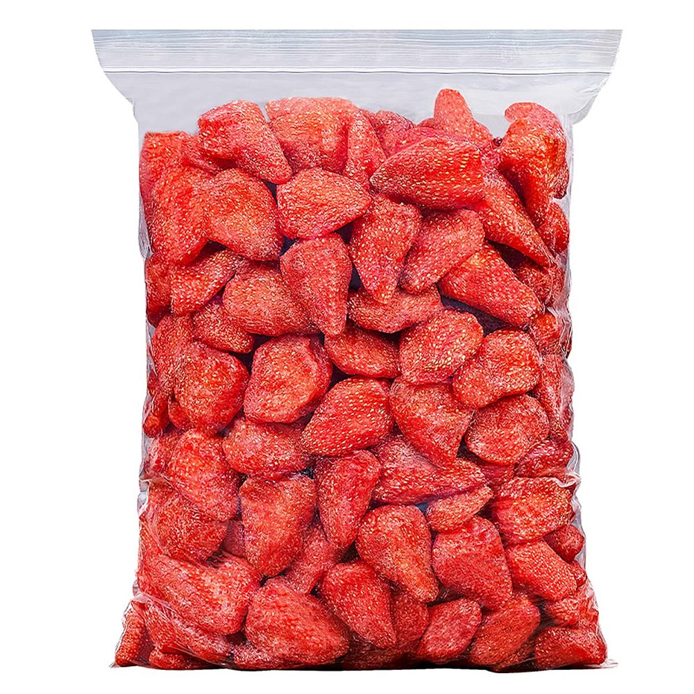 homeemoh Freeze Dried Fruits Chunks, 250g(8.82oz) Large Bulk Bag Natural Organic Fruits Snacks Chunks, Non-GMO,Strawberry