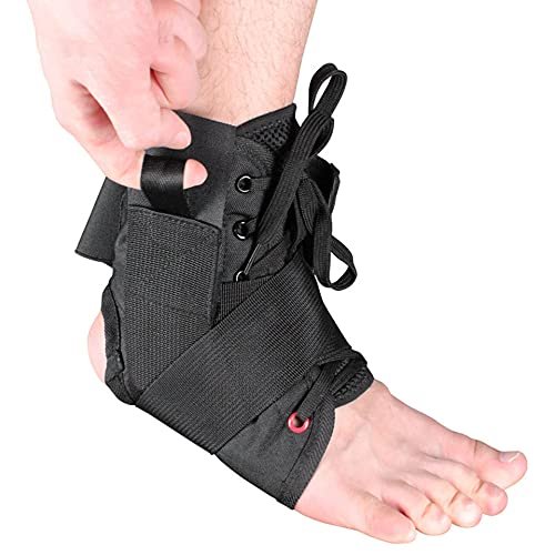1Pair Ankle Brace Support Sports Adjustable Lace Up Ankle Stabilizer Straps for Sprained Foot Compression Socks Sleeve (S)
