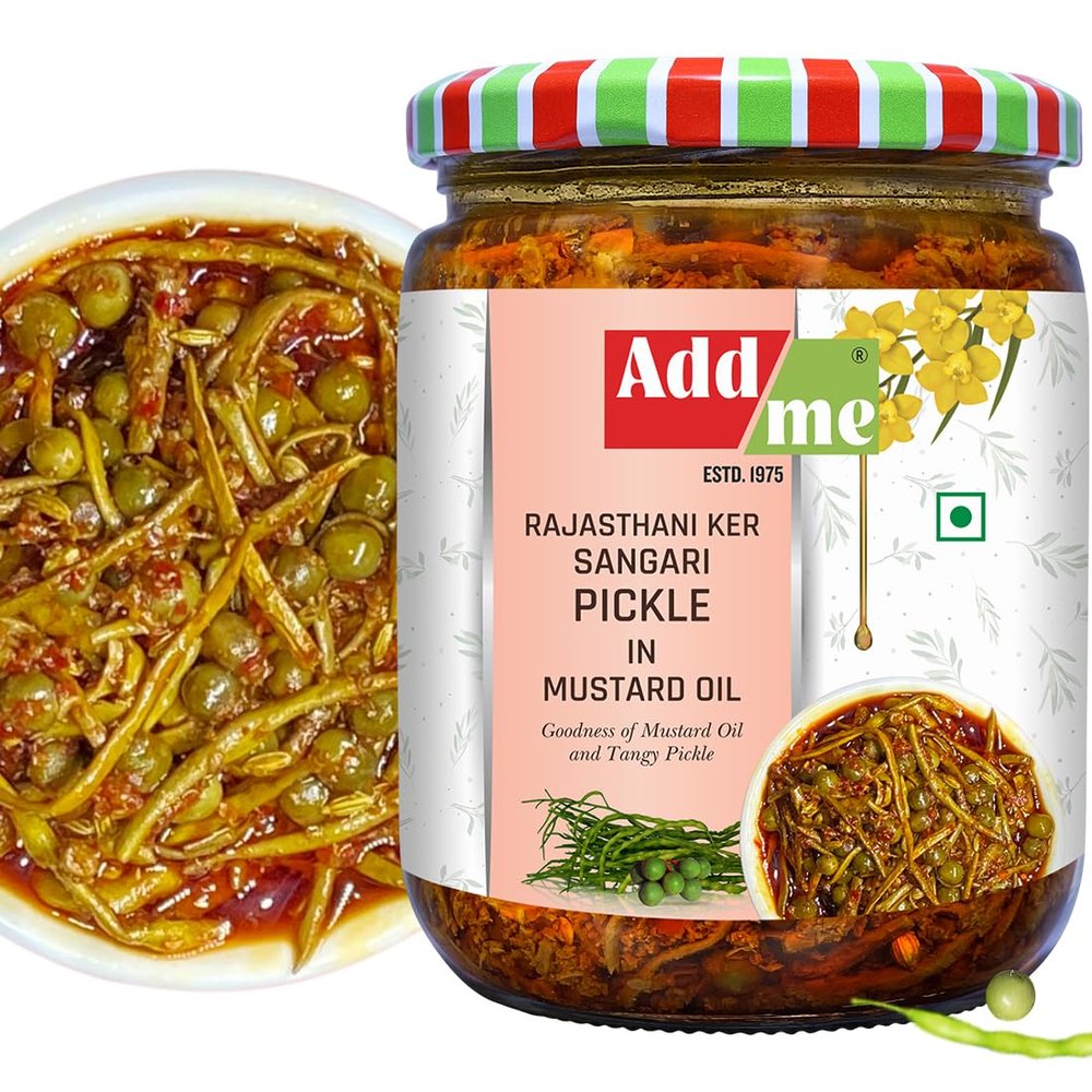 Add me Tenti Ker sangri Pickle 500g Glass Pack, A Marwadi Rajasthani kair sangari panchkuta Delicacy Pickles