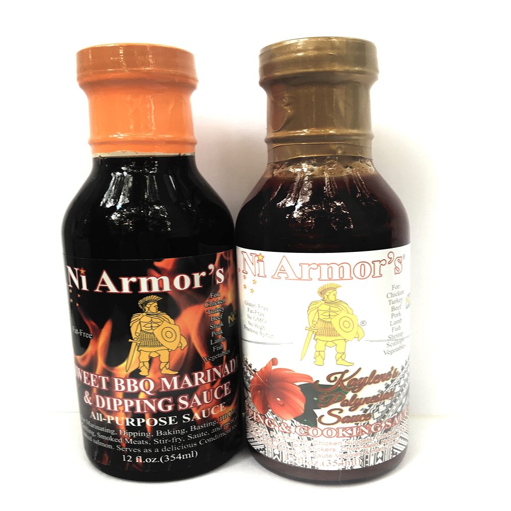 (2 pack) Ni Armor's Sweet BBQ Marinade & Dipping Sauce & Kaylene's Polynesian Sauce 12oz Free Shipping